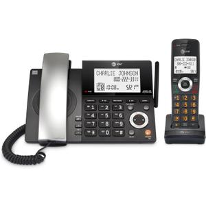 AT&T DECT 6.0 Corded/Cordless Home Phone with 1-Handset and Answering Machine, Smart Call Blocker, Caller ID, Large Backlit Display, Big Button, Speakerphone, Intercom: CL84118 (Charcoal Black)