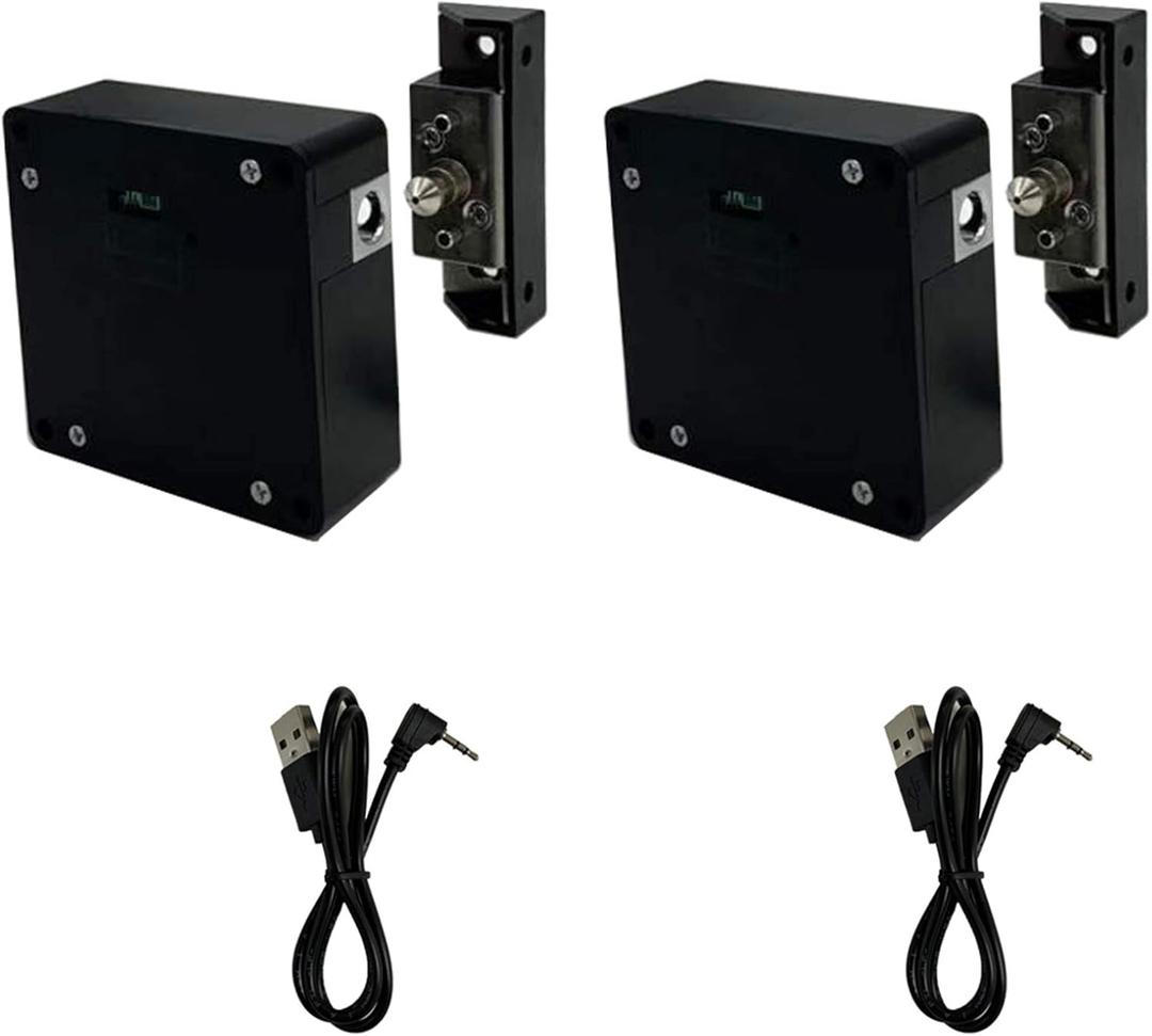RFID Lock Electronic Cabinet Lock, Hidden DIY Lock with USB Cable for Wooden Cabinet Drawer Locker Cupboard (2 Pack) (Black)