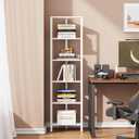 TUTOTAK 6-Tier Corner Bookshelf,Corner Shelf for Small Space, Narrow Display Corner Shelf Stand with Storage Rack, for Living Room, Bedroom, White BS05BW006