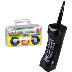 2PCS Inflatable Boombox and Mobile Phone - 80s 90s Party Decorations Supplies Cosplay Props - Rappers Hip Hop B-Boys Costume Accessory