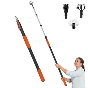 LAANPOLE 26FT Reach Light Bulb Changer for High Ceilings, Light Bulb Changer with Baskets and Suction Cup for Recessed Lights with 5-20FT Telescoping Extension Pole