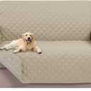 U-NICE HOME Loveseat Sofa Cover Reversible Couch Covers for 2 Cushion Couch for Dogs Furniture Protector Cover with Elastic Straps Water Resistant(Loveseat Small, Sand/Beige)
