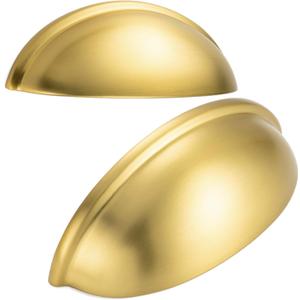 10 Pack 3 Inch Brushed Gold Cup Drawer Pulls Gold Cabinet Handles Gold Cabinet Pulls for Kitchen Cabinets 1886 Drawers Bedroom Dresser Bathroom Vanity Cupboard