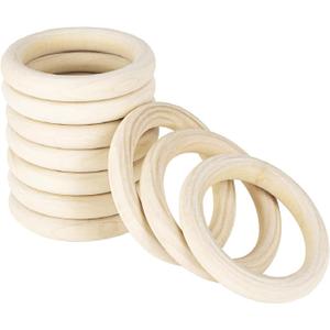 10 Pack Wood Rings for Crafts, Natural Wood Rings for Macrame, Unfinished Wooden Rings for DIY Pendant Connectors Jewelry Making - 6 Inch / 150 mm Diameter