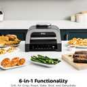 Ninja DG551 Foodi Smart XL 6-in-1 Indoor Grill with Air Fry, Roast, Bake, Broil, & Dehydrate, Foodi Smart Thermometer, 2nd Generation, Black/Silver