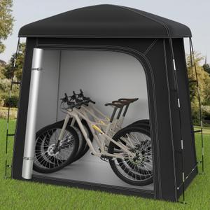 Outdoor Storage Shed Tent, Oversized Bike Storage Tent for 2-3 Bikes, 200X100X190CM Portable Foldable Garage/Garden Storage Tent, Waterproof Anti-uv Outdoor Bicycle Cover