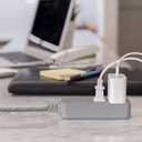 GE 3-Outlet Power Strip Extension Cord with Multiple Outlets 6 Inch Braided Short Cord Extension Cord Grounded Flat Plug ETL Listed Gray 53199