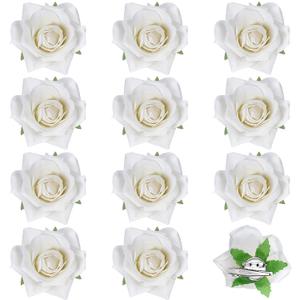 12 Pack Rose Hair Clip Flower 2.8'' Hairpin Floral Brooch Floral Hairclips Mexican Flowers Hairpin Party Supplies for Women Rose Hair Accessories Wedding Pack(White)