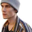 100% Merino Wool Beanie Hat for Men and Women, Unisex Thermal Winter Hat, One Size Cuffed Knit Ribbed Beanie (Gray)