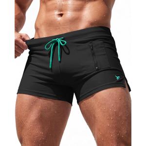 3 Inches Men Swim Trunks Swim Brief Square Leg with Pocket, Size M