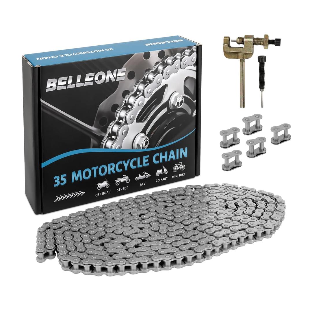 Belleone #35 Roller Chain 10 Feet -320 Links #35 Chain with Chain Breaker & 5 Connecting Links for Go Karts, Motorcycles, Mini Bikes, Bycicles, Other Home and Industrial Machinery