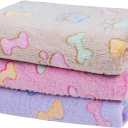 Dono 1 Pack 3 Dog Blankets, Soft Fluffy Fleece Pet Blanket Warm Sleep Mat Paw Print Design Puppy Kitten Throw Blanket Doggy Mat Blanket for Dogs (Brown/Pink/Purple)