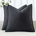 MIULEE Decorative Linen Euro Sham Pillow Covers 24x24 Dark Gray Boho Farmhouse Neutral Couch Throw Pillows for Bed Pack of 2 Accent Modern Pillowcase Sofa Livingroom Home Decor