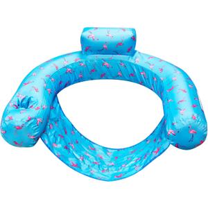 SWIMLINE ORIGINAL Fabric Covered U-Seat Inflatable Pool Lounger Flamingo Pattern | With Comfortable Sling Seat, Back Rest, and Built In Cup Holder | For Pool, Beach, Lake, and More