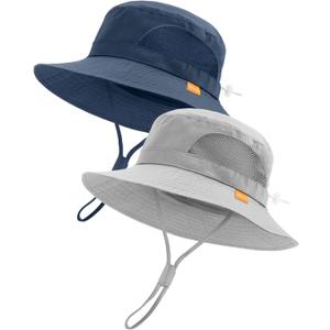 FURTALK Baby Sun Hat UPF 50+ Toddler Kids Bucket Summer Beach Hat for Boys Girls (0-6 Months, Gray+navy)