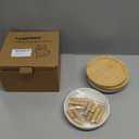 Lusifaco Shallow Elevated Cat Bowls,5.9 Inch Wide Raised Ceramic Cat Dishes with Bamboo Stand, Whisker Friendly Pet Water or Food Plates Feeding Station for Indoor Cats, Kitten(White,Set of 2)