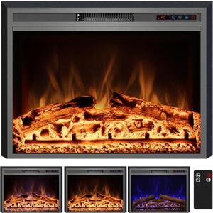 Electric Fireplace, 25" Electric Fireplace Inserts, Recessed Fireplace Heater with Remote Control, Adjustable Flame Colors, Timer&Overheating Protection, 750/1500W
