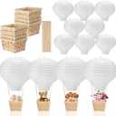 Meooeck 8 Sets Hot Air Balloons Decorations Baby Shower Table Centerpieces 11.8'' Paper Lantern with Basket for Gender Reveal Birthday Wedding Nurse Graduation Party (White)