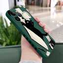 LEECG for iPhone 15 Pro Max Case Anti Scratch Soft Microfiber Lining, Soft Shockproof Slim Fit Floral for iPhone 15 Pro Max Phone Cover 6.7 inch-Cat Green
