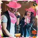 Newcotte 18 Pcs Western Cowboy Hat Set Include 6 Felt Cowgirl Hats 6 Paisley Bandanas 6 Pairs Heart Glasses for Party Costume