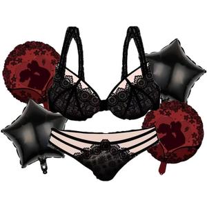 Bachelorette Party Decor Balloon Set with Lingerie Design Fun Mylar Foil Balloons for Valentine's Day Engagement Bachelorette Party Bridal Shower Wedding Anniversary Decorations Bachelorette Balloons (Black/Burgundy)