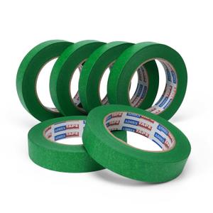 Adhes Green Masking Tape, 6 Rolls x 1 Inch x 55 Yards, Strong Adhesion, Clean Removal, Ideal for Painting, Automotive, and DIY Projects (24mm x 50m)