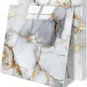 10 Sheets Marble Peel and Stick Backsplash Tile, 12"x12" Waterproof PVC Self Adhesive Tile Shower Wall Panels for Bathroom, Kitchen, Living Room (Metallic White)