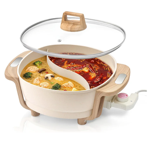 Hot Pot Electric Hot Pot with Divider, Large 6L Nonstick Dual-Sided Shabu Shabu Pot Dual-Flavor hotpot electric 1500W with Adjustable 5-Temperature Control ，Perfect for Family Dinners & Parties