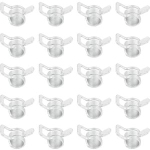 PATIKIL Spring Band Hose Clamps for 6.5-7.2mm OD Hose, 20 Pack Silicone Vacuum Constant Tension Band Clips for Fuel Line Silicone Air Hose Tube Water Pipe, White