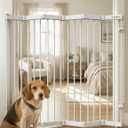 No Pawblems Retractable Safety Gate, Metal Adjustable Dog Gate for Doorways, Stairs & Hallways, Expands to 38" Wide, 36" Tall Gate, Auto Retract Design, No Bottom Bar, White