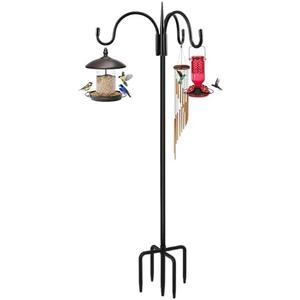 FEED GARDEN [Upgrade Version 92 Inch Three Shepherd Hooks for Outdoor,Bird Feeder Pole with 5 Prong Base, Adjustable Shepard Hooks for Hanging Plant, Solar Lanterns, Wind Chimes, 1 Pack