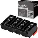 NoahArk 4 Packs 273XL Remanufacture Ink Cartridge Replacement for Epson 273XL 273 XL T273XL for Expression Premium XP-520 XP-800 XP-600 XP-610 XP-620 XP-820 XP-810 Printer(4 Black)