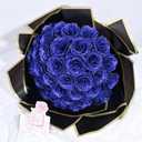 Waipfaru Glitter Roses Bouquet, DIY Fake Flowers Bouquet, Birthday Gifts for Women Mom, 36 Pcs Blue Rose for Grandma Wife Girlfriend Valentines, Mothers Day, Anniversary, Graduation
