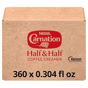 Nestle Carnation Coffee Creamer Half and Half, Made with Real Dairy, 0.304 fl oz Tubs (Pack of 360) Use Before Oct 05/25
