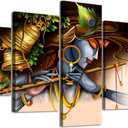 Living Room Wall Decor Indian Krishna Pictures Canvas Print Paintings Modern Artwork Home Decor 60" Wx32 H Wooden Framed