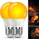 1800K Amber Sleep Light Bulbs, 99.96% Blue Light Blocking, A15 6W(40 Watt Equivalent) Soft Warm Light Bulbs, Eye-Caring Amber Soft Yellow Night Light E26 for Bedroom, Reading, Baby Nursery, 2 Packs