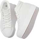 Waluzs Women's Platforms Sneakers White High Top Sneakers for Women Fashion Platform Shoes Classic Lace Up Tennis Shoes (Breathable,Comfortable) 6