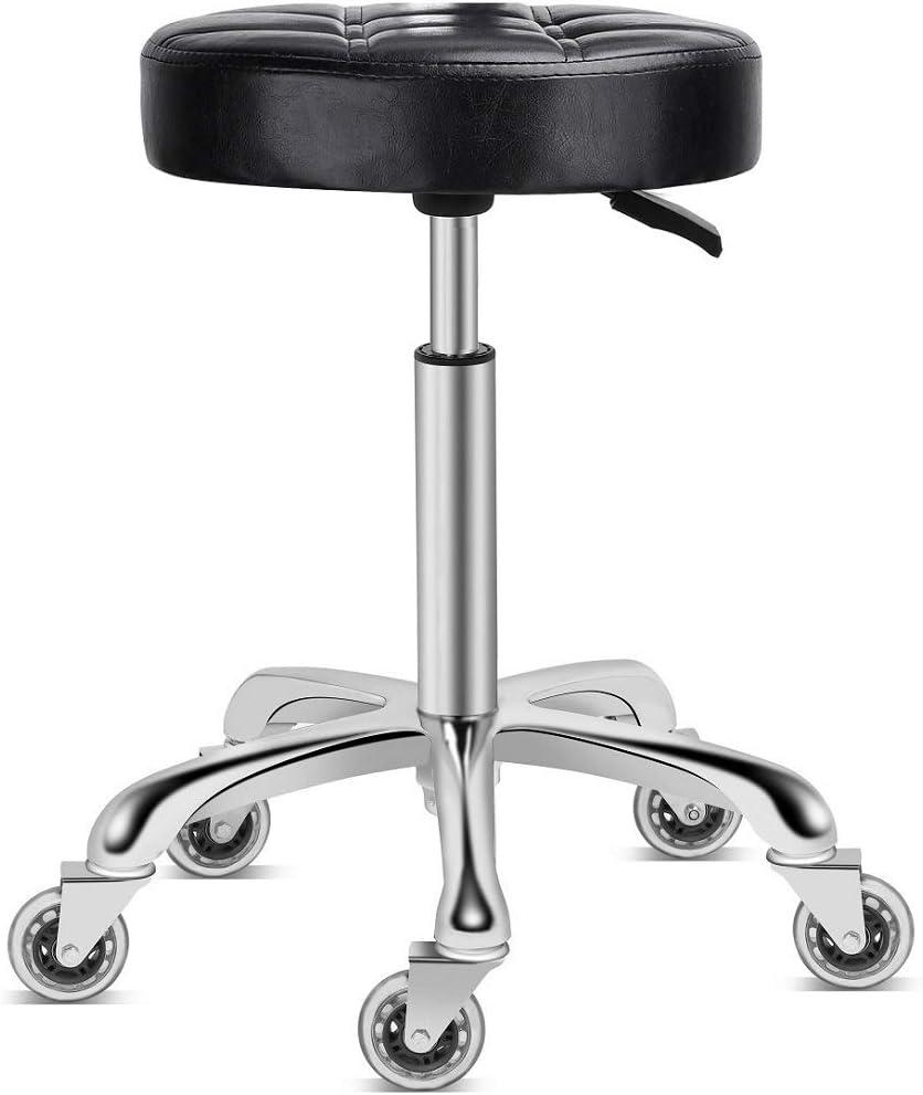 Kaleurrier Swivel Stool Chair Adjustable - Heavy Duty Barber Stool - Hydraulic Rolling Work Stools with Wheels for Hair Beauty Salon Spa Home Kitchen Counter Office Massage Dental Pedicure (Black)