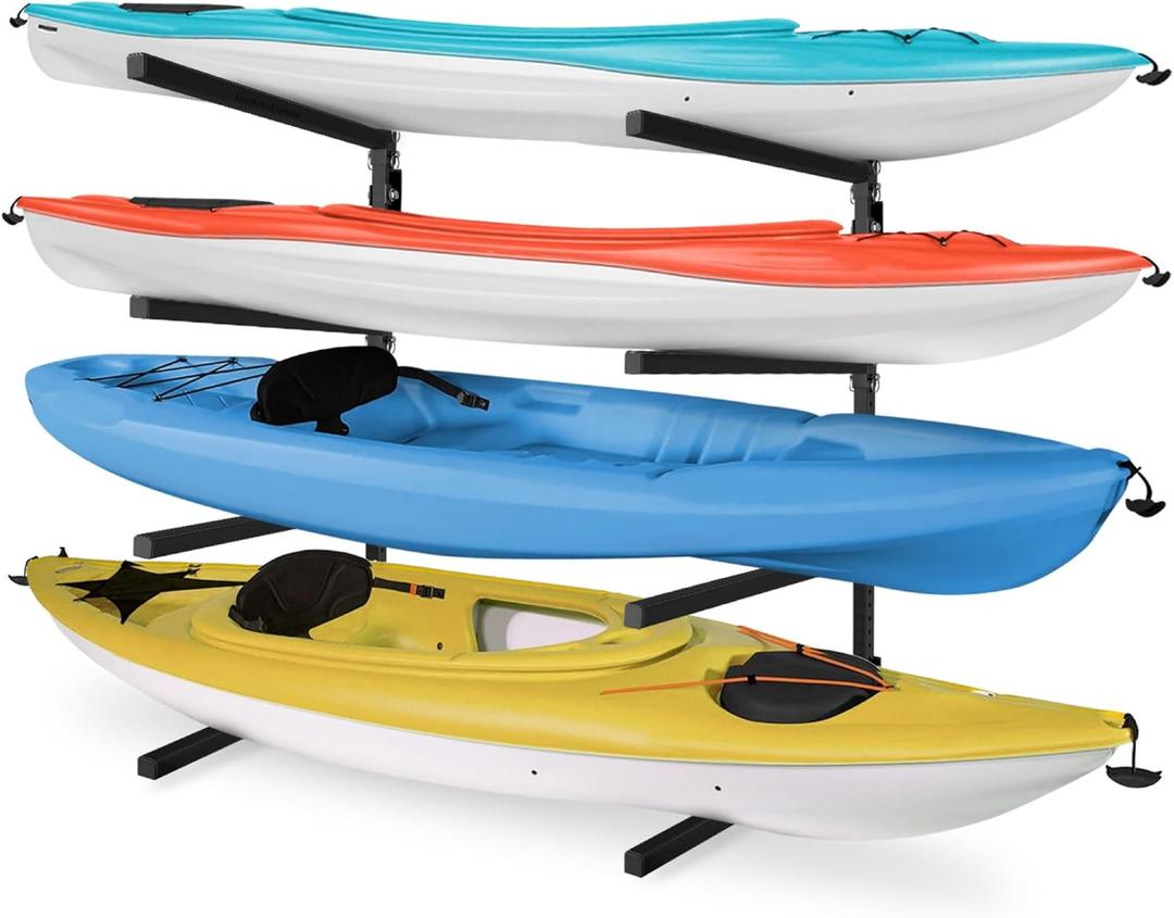 Yes4All Kayak Storage Rack Kayak Wall Mount Rack 400lbs 4 Adjustable Levels Kayak Rack for Outdoor, Indoor Kayak Storage Rack (A. BASIC - Black)