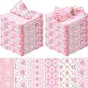 24 Pcs Floral Cloth Napkins 6 Patterns Washable Dinner Tea Party Napkins Reusable Plant Flowers Square Napkin Cotton Towel Decorative for Summer Wildflower Party(Pink Flowers)