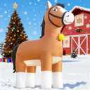 DomKom 9FT Clydesdale Horse Inflatables Christmas Spring, Farm Ranch Giant Blow up Animals Cute, Decorations Outdoor Yard Built-in LED Lights Big Large Decor Party Lawn Holiday Outside