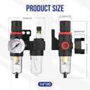Air Pressure Regulator NPT 1/4 Inline Compressor Water Separator Pneumatic Filter with Gauge Parts Compressed AFC2000+US Brass Kit