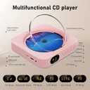 MICOCIOUS Portable CD Player with Bluetooth Desktop CD Player for Home CD Music Players with Remote Control,Timer,Built-in Dual Speakers with LED Display Home Audio Boombox FM Radio (Pink)