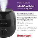 Honeywell Small Compact Ultrasonic Mini Cool Mist Humidifier with Adjustable Mist Control and Essential Oil Tray for Indoor Humidity, Black