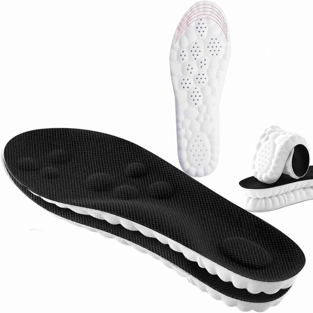 Insoles Men, Shoe Inserts Men, Shoe Inserts for Women, 4D Cloud Technology - Super Soft Comfort Insoles U Shape Memory Foam, Trim to fit (Black, Women's 5.5-9)
