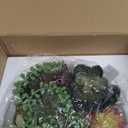 MyGift 8 Inch Round Modern Artificial Succulent Arrangement Potted in Gray Concrete Plant Bowl, Assorted Faux Mini Succulents in a Decorative Planter Pot (Grey)