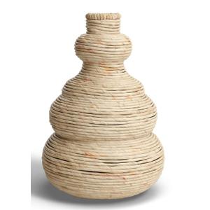 Fllamo Faux Seagrass Floor Vase for Home Decor, Decorative Woven Vase 10''x 10''x 14'', Unique Home Decorations Gift with Abstract Bubble Shape