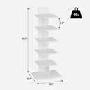 TUTOTAK Narrow Bookshelf, 6-Tier Bookcase, Spine Book Shelf for Small Space, Corner Standing Shelf for Living Room, Office, Study, Entryway, White BS06BW016