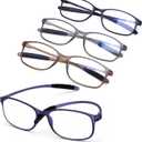 AQWANO Blue Light Blocking Reading Glasses Women Men, Lightweight Flexible TR90 Computer Readers Unbreakable Cheaters Glasses
