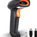 Helett HT20 Wireless 2.4GHz 2D & 1D Barcode Scanner (QR Code & Barcode) Wired & Wireless(Rechargeable) Connectivity | Induction Scanning with Built-in Illumination Light |Strong ABS(Black)